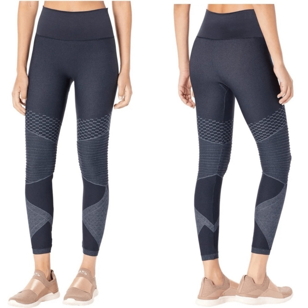 Spanx Size Medium Look At Me Now Seamless Moto Leggings Indigo Sky Blue $88